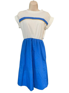 Women's 80’s Vintage Sears Dress Size 6P Blue White Colorblock athletic tennis